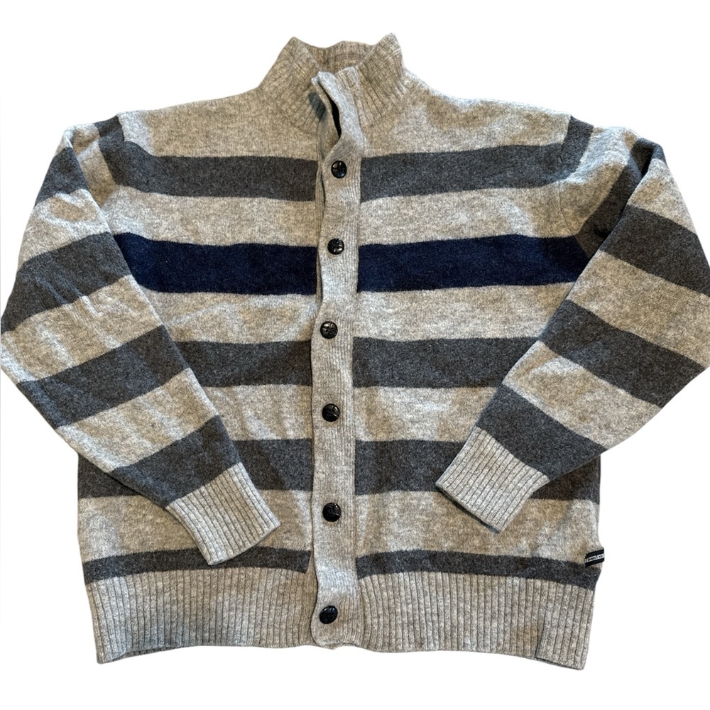Daniel Hechter Gray and Blue Striped Sweater